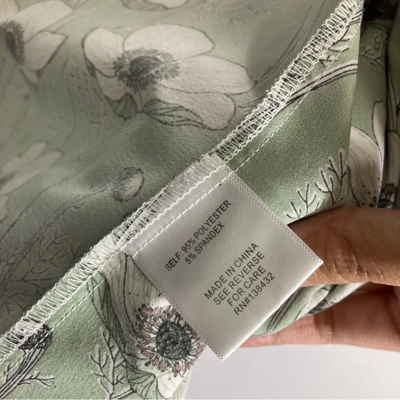 Mod Cloth Floral Green White Open Front Lightweight Jacket Large - Picture 6 of 8